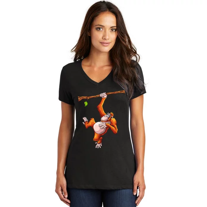 Cool Orangutan Art Orangutan Apes Lover Women's V-Neck T-Shirt