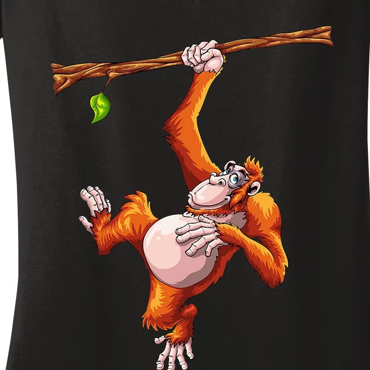 Cool Orangutan Art Orangutan Apes Lover Women's V-Neck T-Shirt