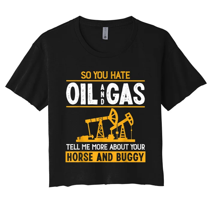 Cool Oilfield Art Men Women Roughneck Oil Rig Worker Driller Women's Crop Top Tee