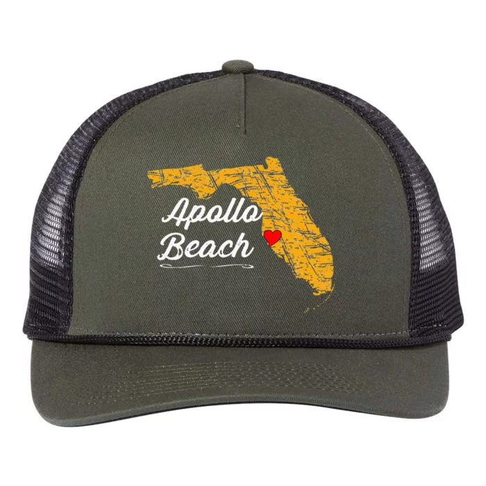 City Of APOLLO BEACH FLORIDA Vacation Souvenir Retro Rope Trucker Hat Cap