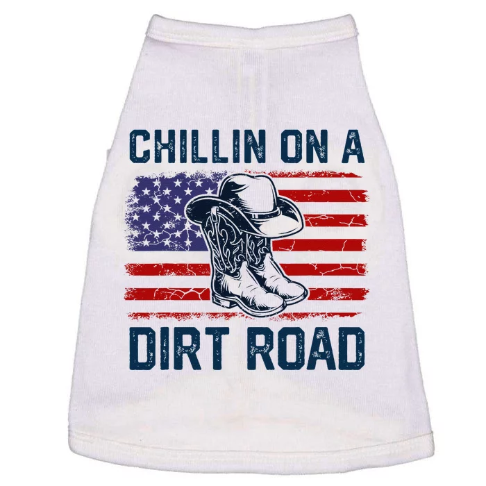 Chillin On A Dirt Road Country Music Western Vintage Us Flag Doggie Tank