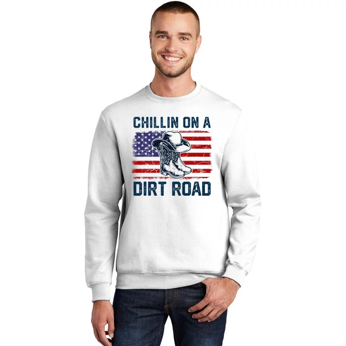 Chillin On A Dirt Road Country Music Western Vintage Us Flag Sweatshirt