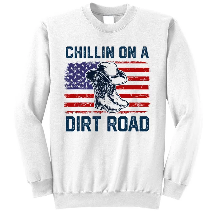 Chillin On A Dirt Road Country Music Western Vintage Us Flag Sweatshirt