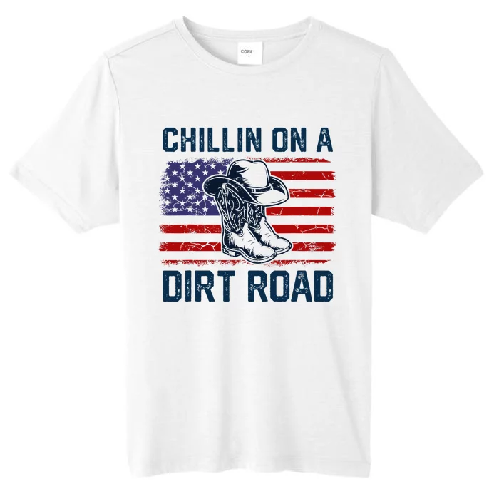 Chillin On A Dirt Road Country Music Western Vintage Us Flag ChromaSoft Performance T-Shirt