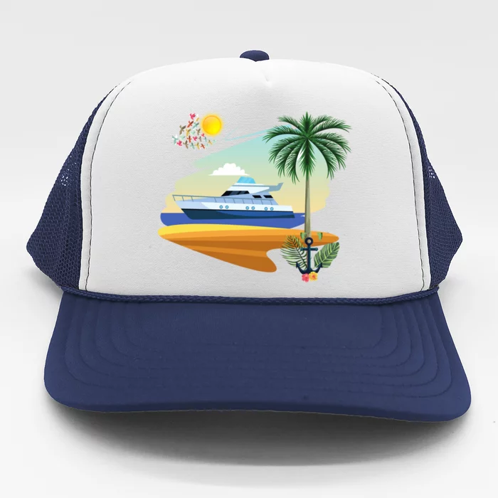 Cruising On A Yacht Funny Family Cruise Ship Cruising Lovers Cool Gift Trucker Hat