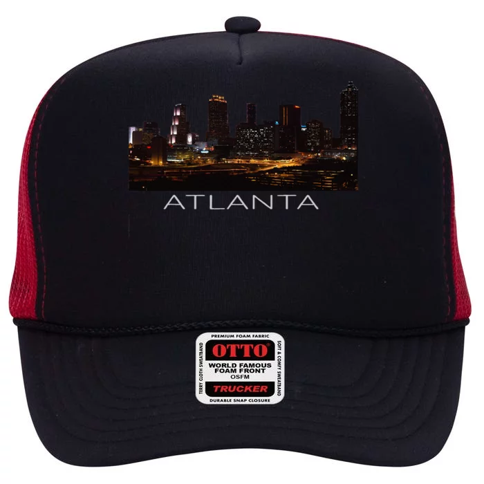 City Of Atlanta Nightlife Georgia Skyline Cityscape Love ATL High Crown Mesh Trucker Hat