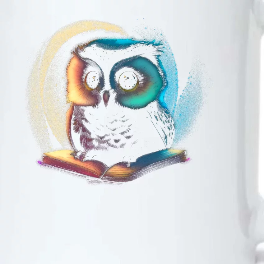 Cute Owl Animal With Book Black Color Changing Mug