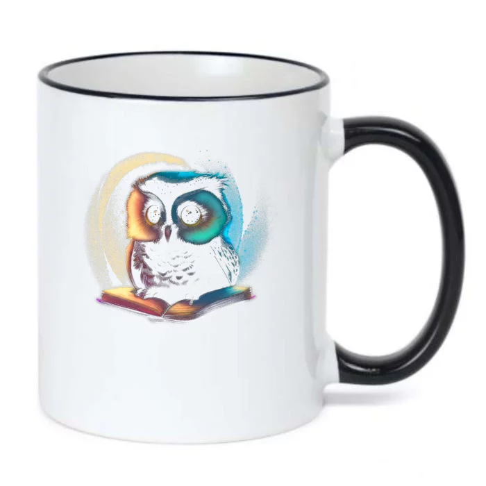 Cute Owl Animal With Book Black Color Changing Mug