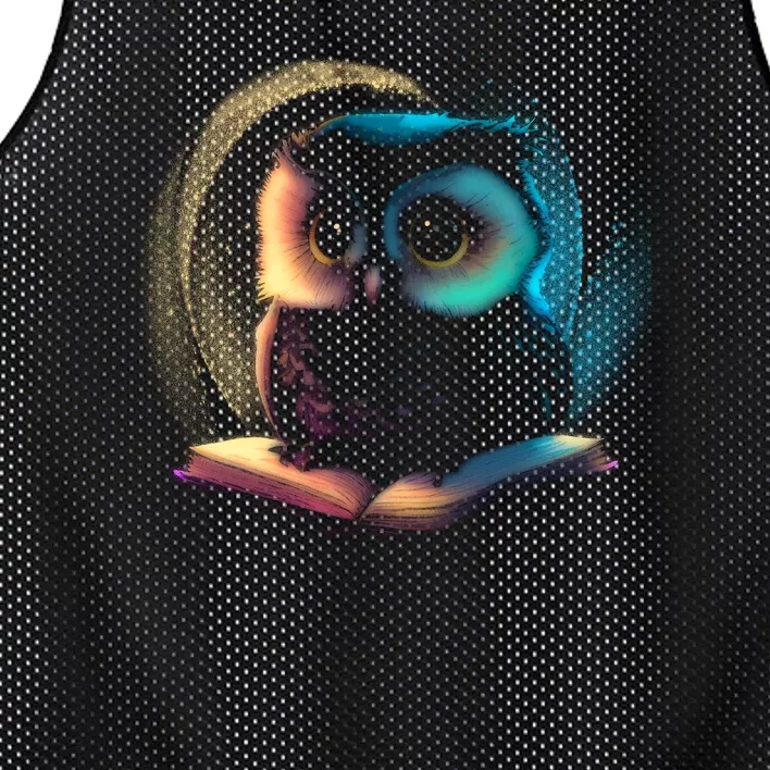 Cute Owl Animal With Book Mesh Reversible Basketball Jersey Tank