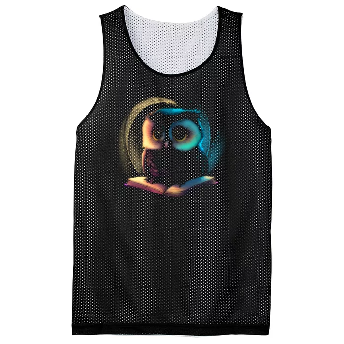 Cute Owl Animal With Book Mesh Reversible Basketball Jersey Tank