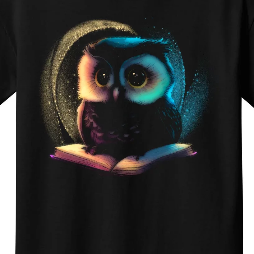 Cute Owl Animal With Book Kids T-Shirt