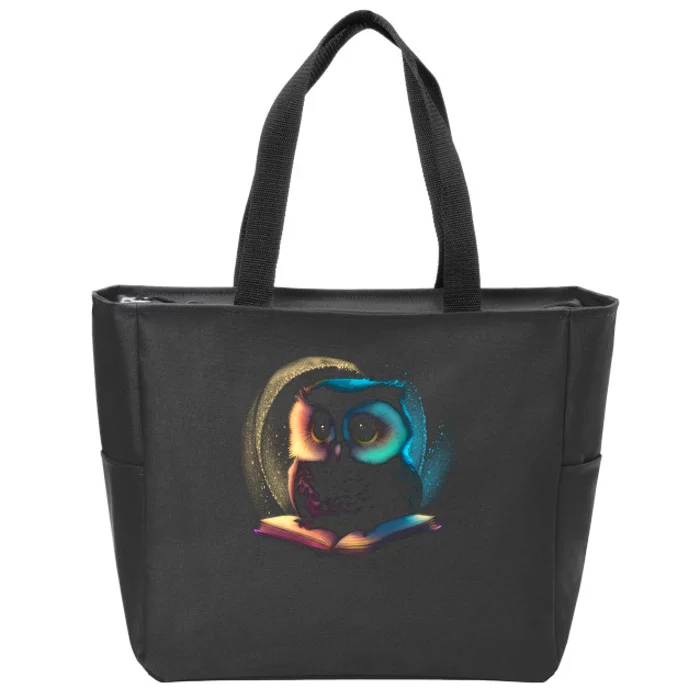 Cute Owl Animal With Book Zip Tote Bag