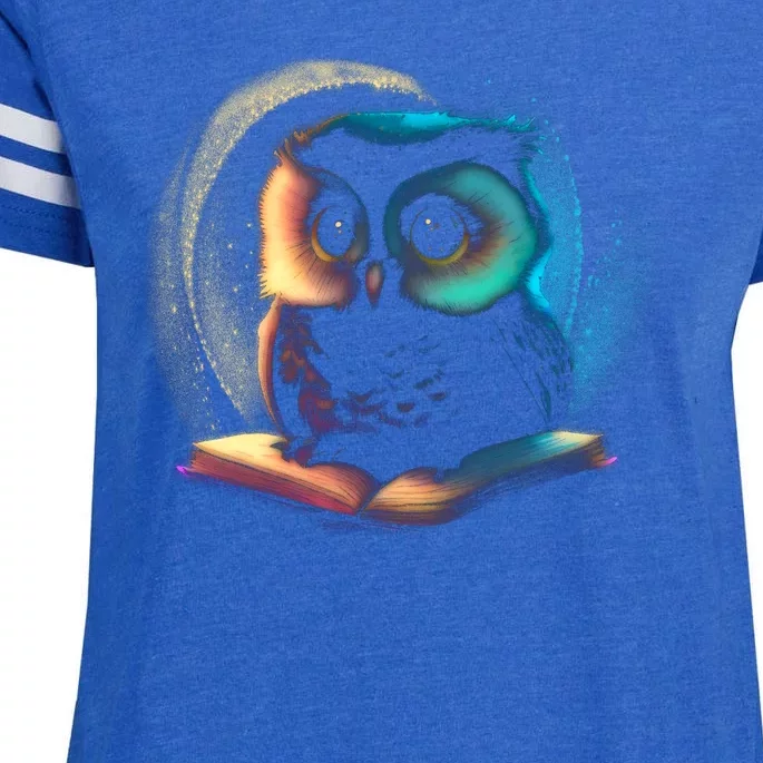 Cute Owl Animal With Book Enza Ladies Jersey Football T-Shirt