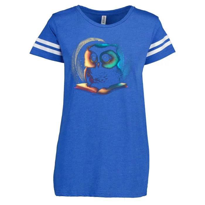 Cute Owl Animal With Book Enza Ladies Jersey Football T-Shirt