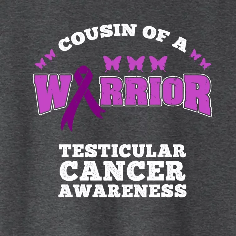 Cousin Of A Warrior Testicular Cancer Awareness Cool Gift Women's Crop Top Tee