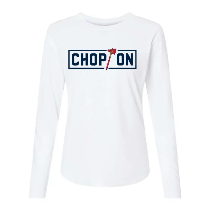 Chop On Atlanta Baseball Womens Cotton Relaxed Long Sleeve T-Shirt