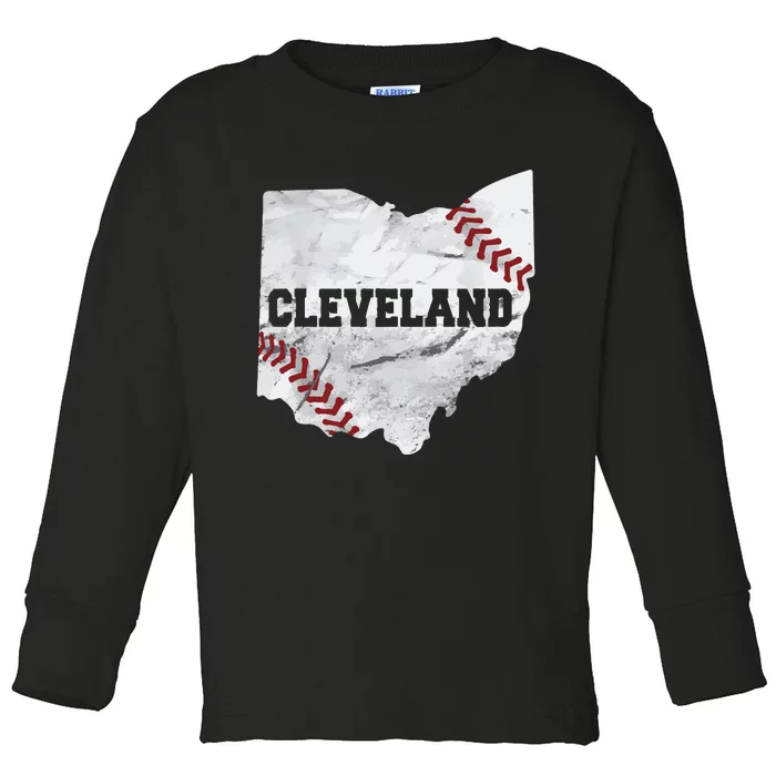 Cleveland Ohio Baseball Sport Baseball Toddler Long Sleeve Shirt