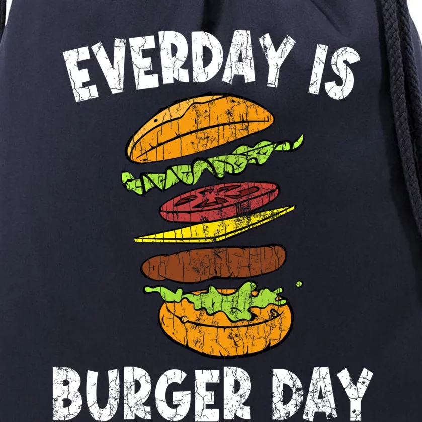 Cheese On Burger Day Fun Hamburger Lover Graphic Cool Gift Drawstring Bag