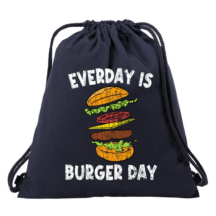 Cheese On Burger Day Fun Hamburger Lover Graphic Cool Gift Drawstring Bag