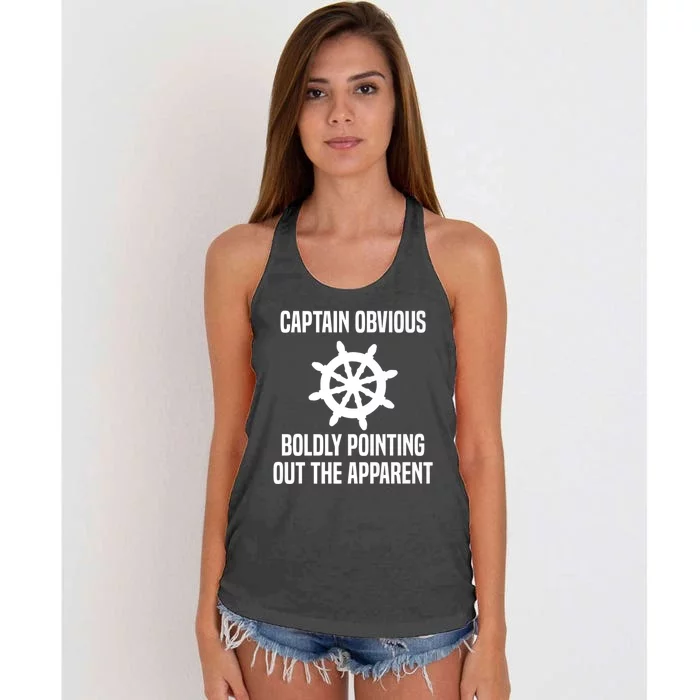 Captain Obvious Boldly Pointing Out The Apparent Sarcasm Women's Knotted Racerback Tank