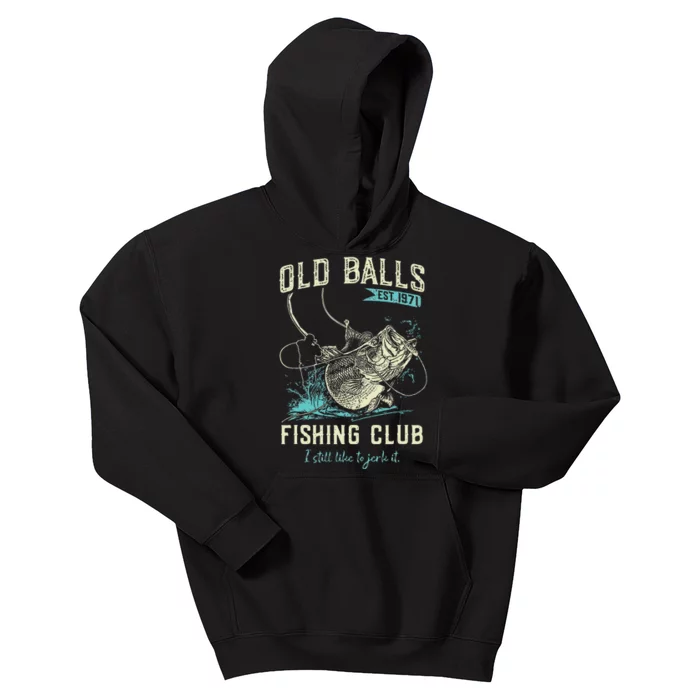 Cute Old Balls Est 1971 Fishing Club Kids Hoodie