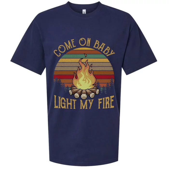 Come On Baby Light My Campfire Vintage Funny Outdoor Camping Sueded Cloud Jersey T-Shirt