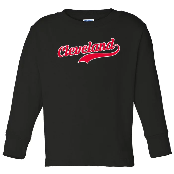 Cleveland Ohio Baseball Toddler Long Sleeve Shirt