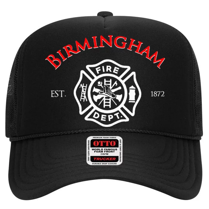 City Of Birmingham Fire Rescue Alabama Firefighter High Crown Mesh Trucker Hat