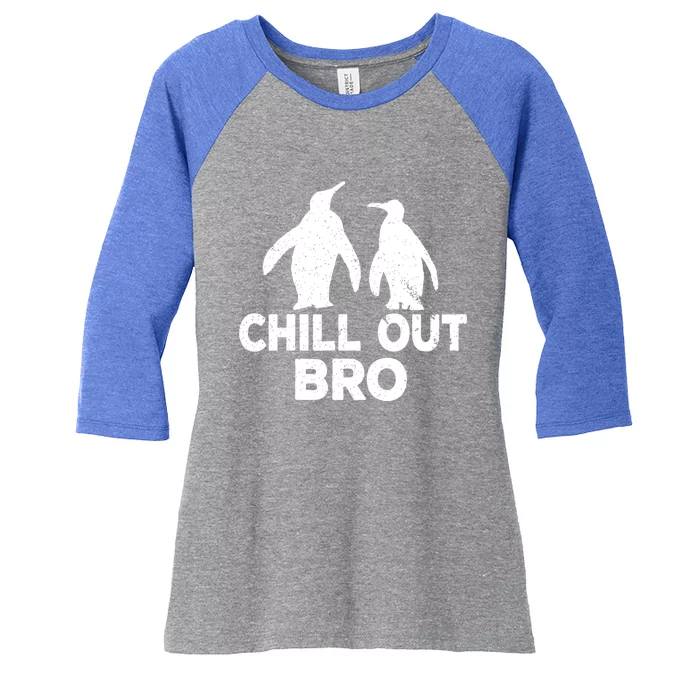 Chill Out Bro Penguin Gift Funny Animal Xmas Cool Penguin Pj Funny Gift Women's Tri-Blend 3/4-Sleeve Raglan Shirt