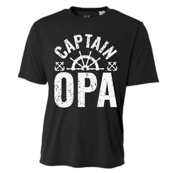 Captain Opa Boat Owner Lake Boating Father's Day Cooling Performance Crew T-Shirt