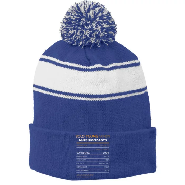 Confidence Overdose Bold Young Minds Nutritional Stripe Pom Pom Beanie