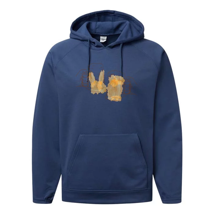 Cheers Oktoberfest Beer Hands Performance Fleece Hoodie