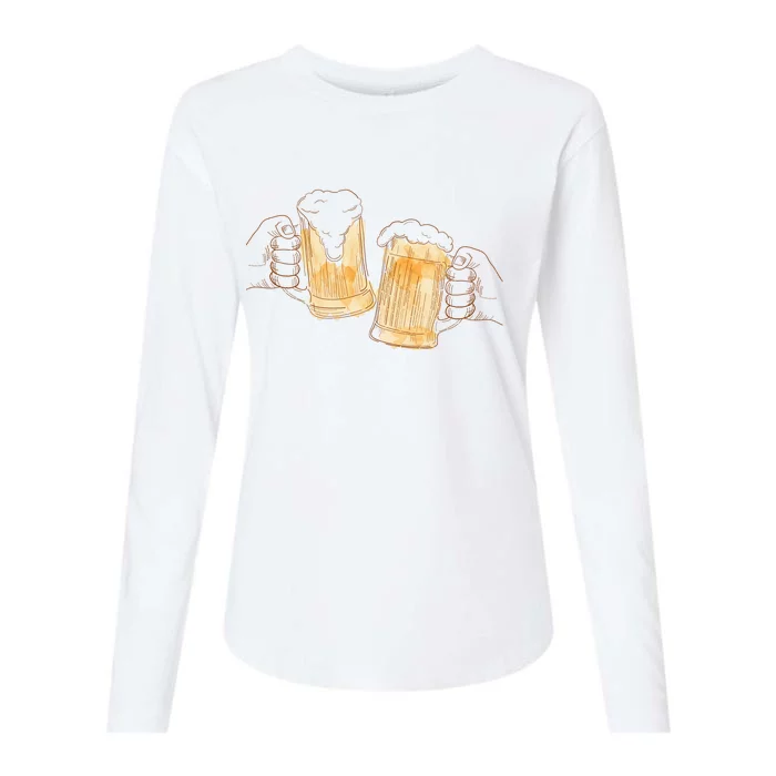 Cheers Oktoberfest Beer Hands Womens Cotton Relaxed Long Sleeve T-Shirt