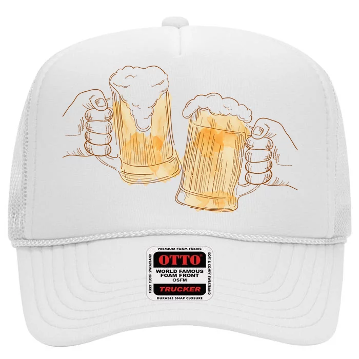 Cheers Oktoberfest Beer Hands High Crown Mesh Trucker Hat