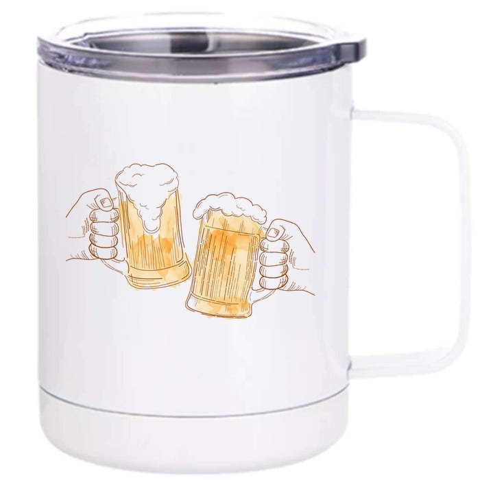 Cheers Oktoberfest Beer Hands Front & Back 12oz Stainless Steel Tumbler Cup