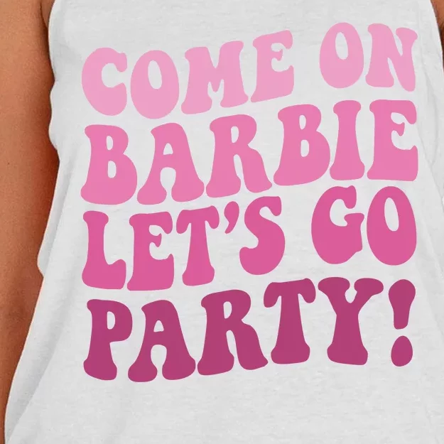 Come On Barbe Lets Go Party! Women's Knotted Racerback Tank