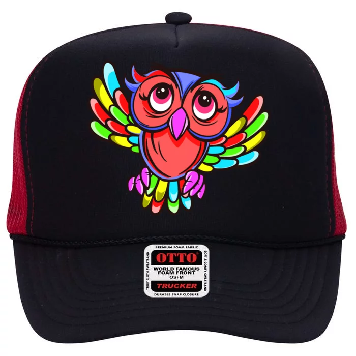 Colorful Owl Bird Lgbtq Great Gift High Crown Mesh Trucker Hat