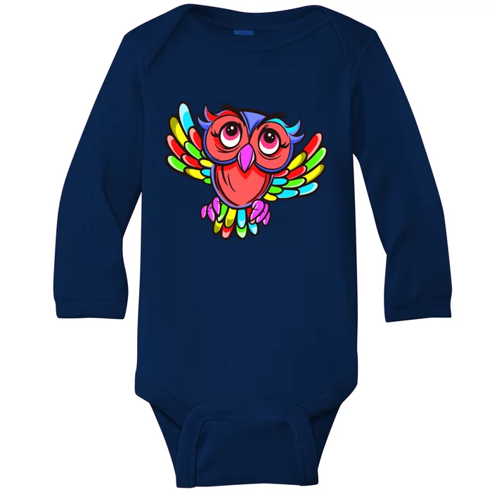 Colorful Owl Bird Lgbtq Great Gift Baby Long Sleeve Bodysuit