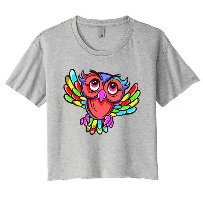 Colorful Owl Bird Lgbtq Great Gift Women's Crop Top Tee