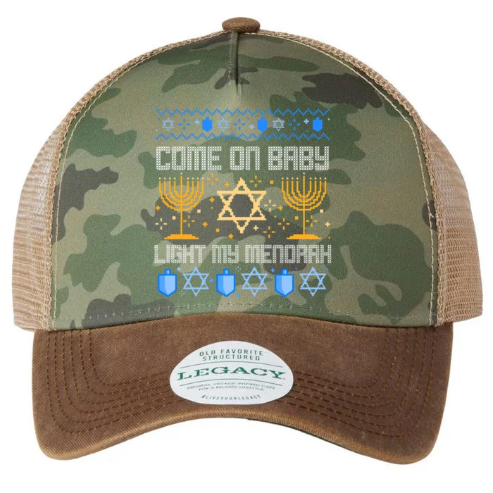 Come On Baby Light My Menorah Jewish Ugly Hanukkah Chanukah Legacy Tie Dye Trucker Hat