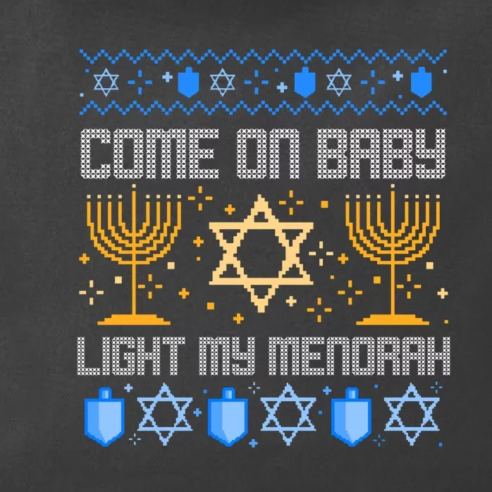 Come On Baby Light My Menorah Jewish Ugly Hanukkah Chanukah Zip Tote Bag