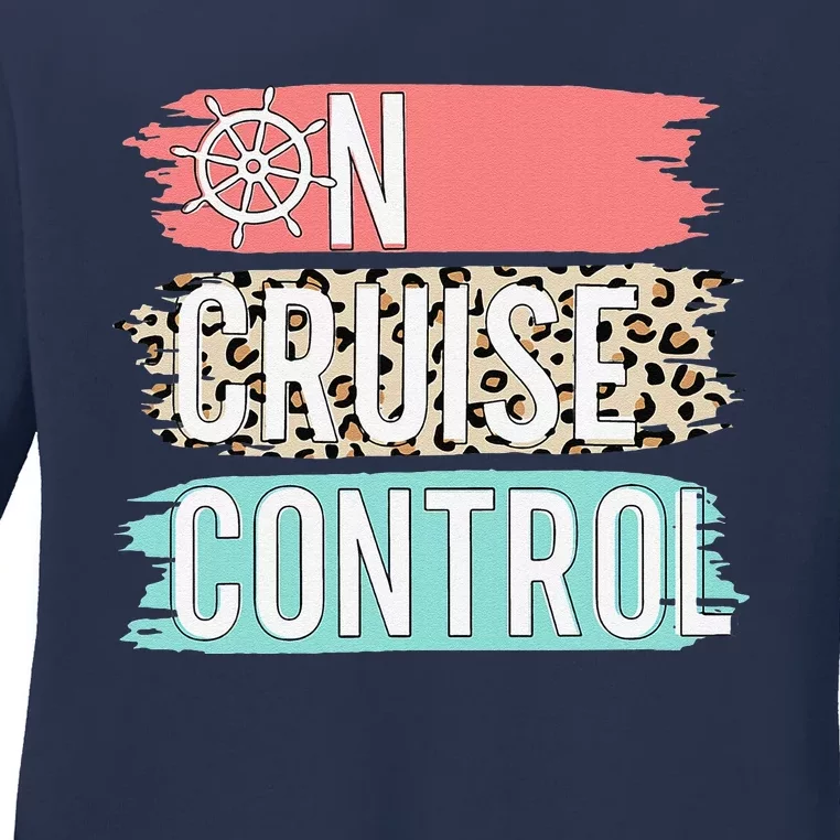 Control On Cruise Leopard Funny Summer Vacation Family Women Ladies Long Sleeve Shirt