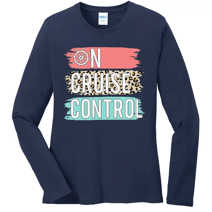 Control On Cruise Leopard Funny Summer Vacation Family Women Ladies Long Sleeve Shirt