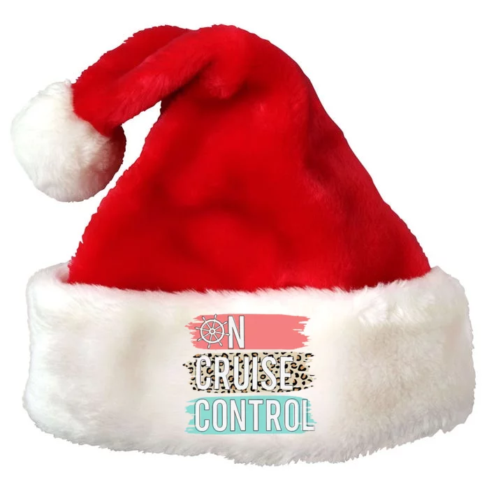 Control On Cruise Leopard Funny Summer Vacation Family Women Premium Christmas Santa Hat