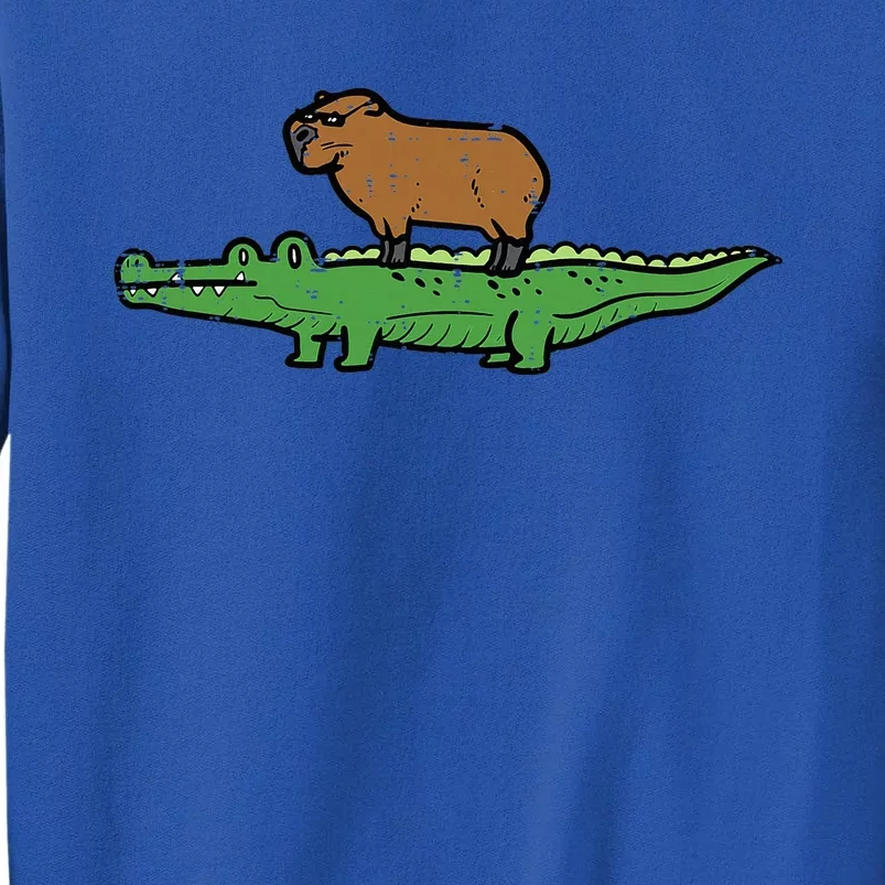 Capybara On Crocodile Capy Alligator Rodent Sweatshirt