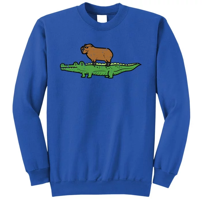 Capybara On Crocodile Capy Alligator Rodent Sweatshirt