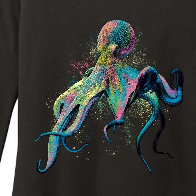 Colorful Octopus Womens CVC Long Sleeve Shirt