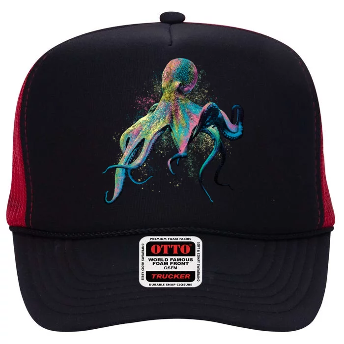 Colorful Octopus High Crown Mesh Trucker Hat