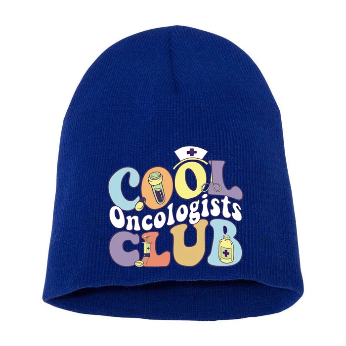 Cool Oncologists Club Oncology Practitioner Squad Groovy Gift Short Acrylic Beanie