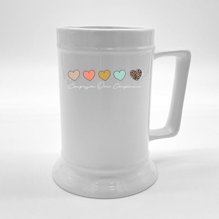 Compassion Over Compliance Bcba Behavioral Analyst Cute Gift Front & Back Beer Stein